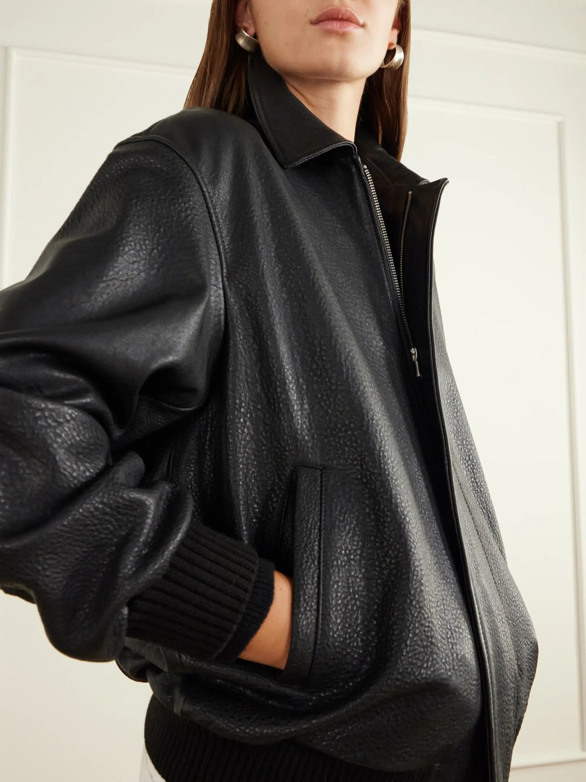 Nour Hammour Toyen Leather Bomber Jacket