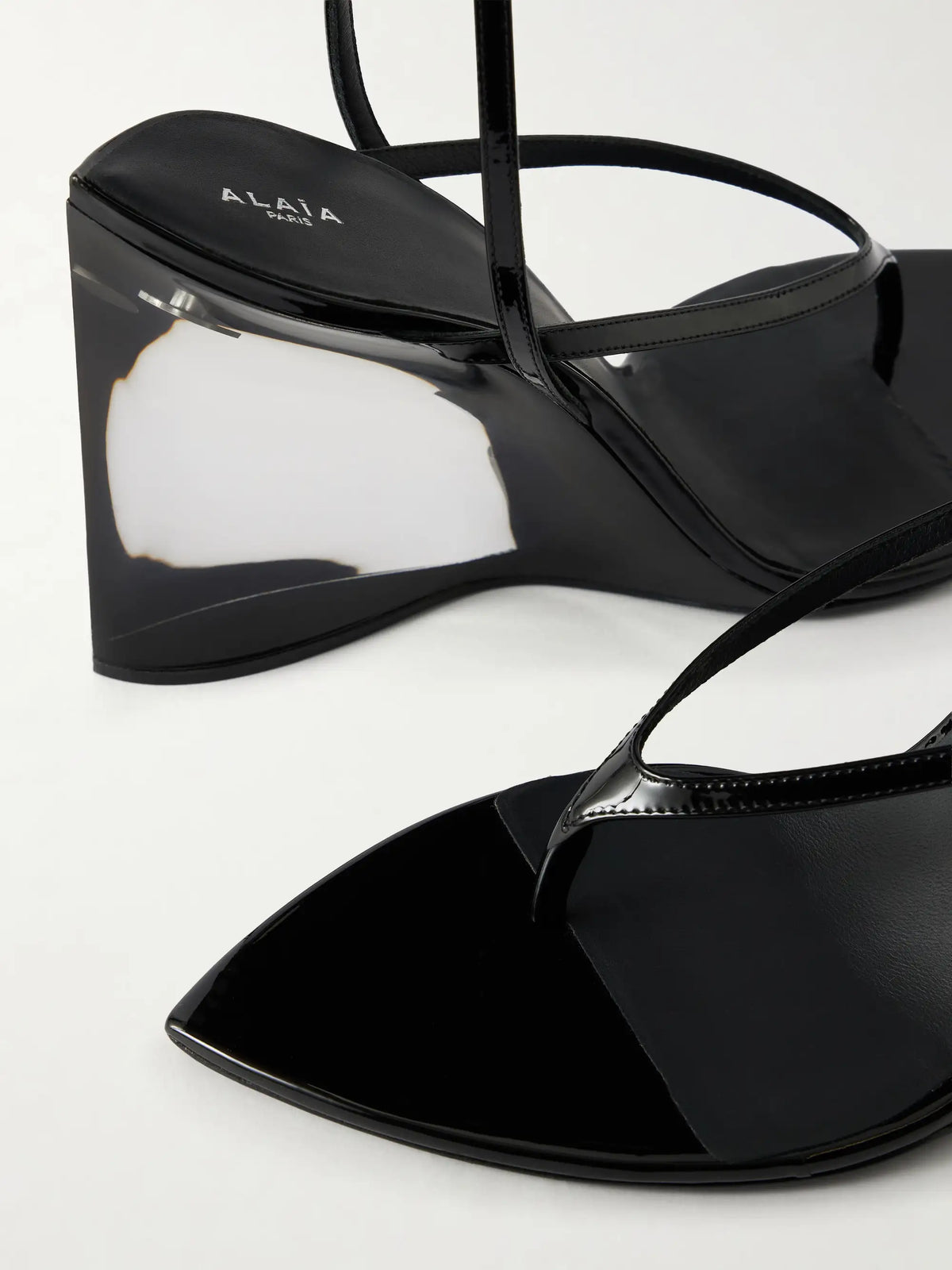 Tong 90 Patent-leather Wedge Sandals