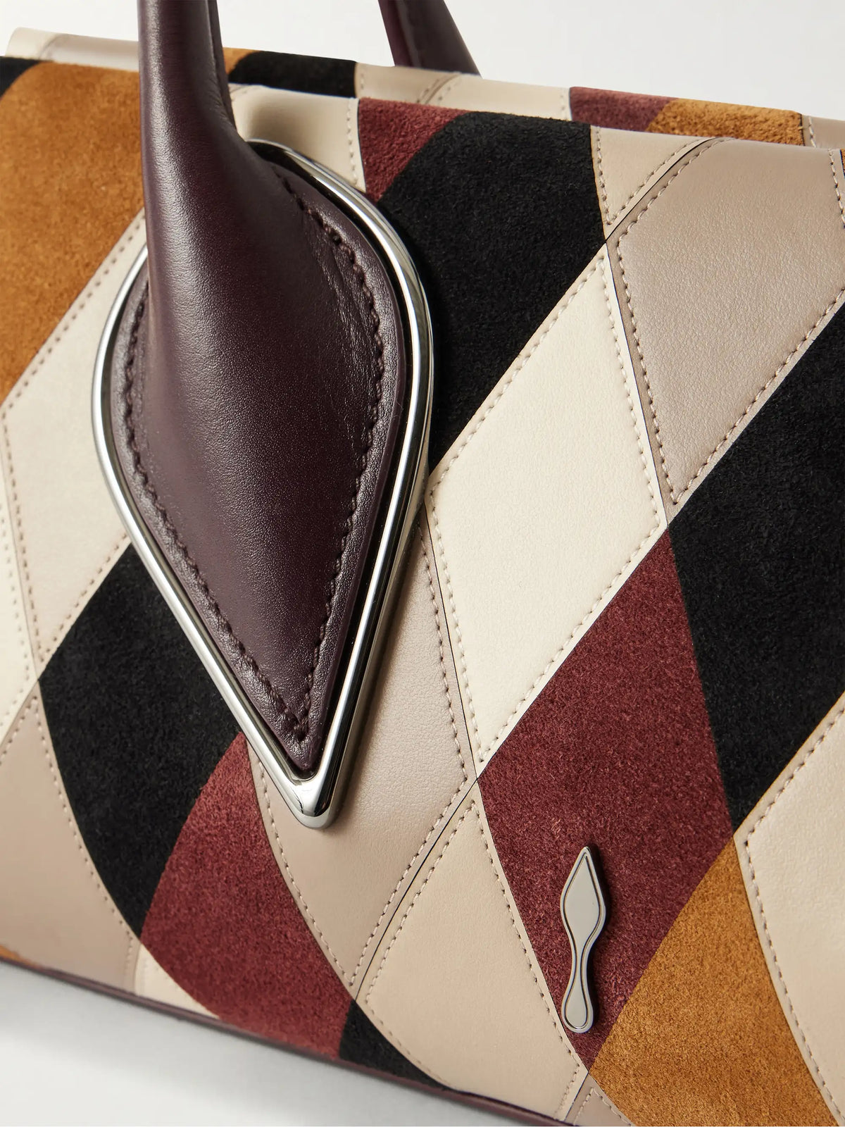Venus Baguette Patchwork Leather And Suede Shoulder Bag
