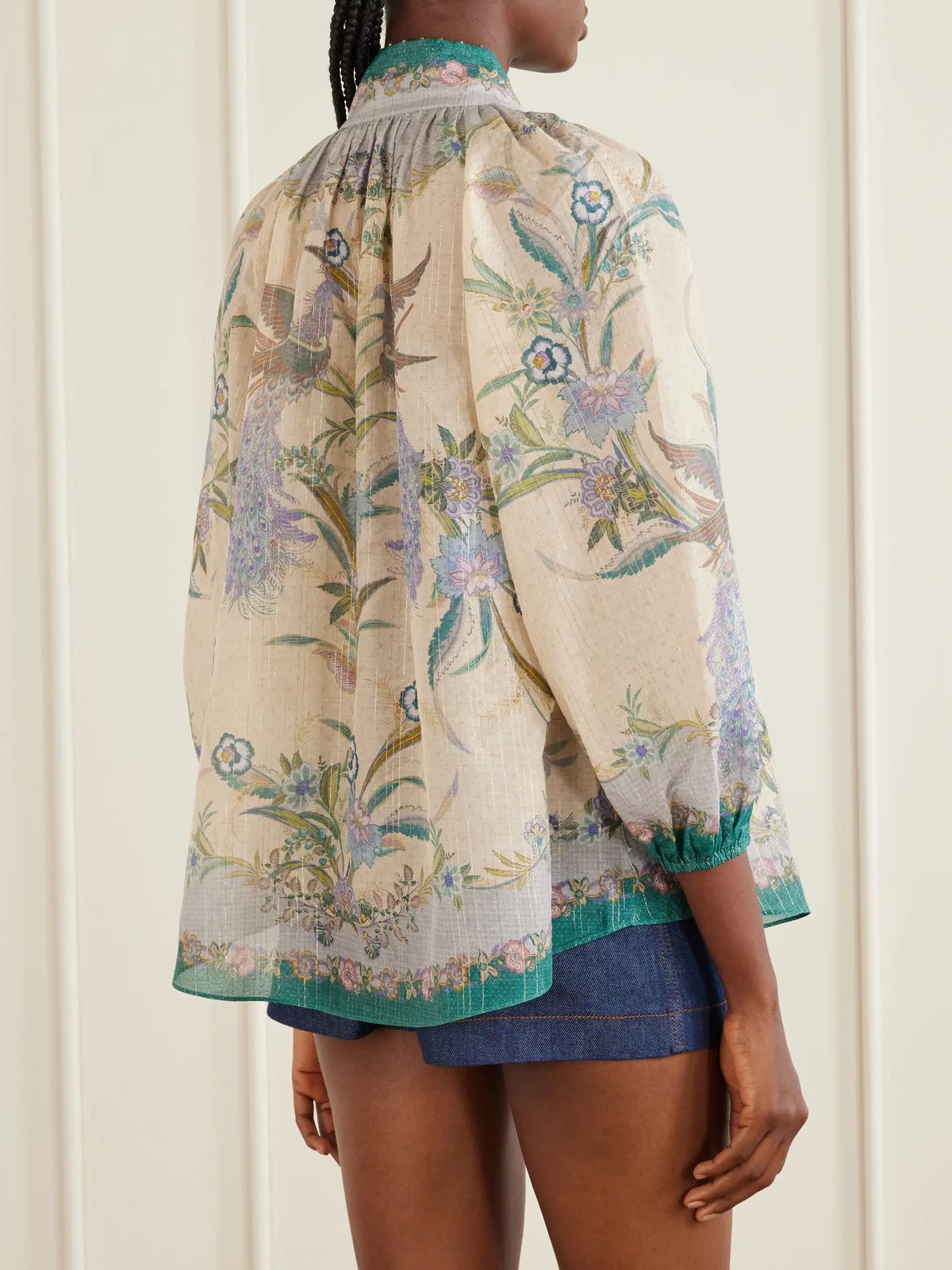 Zimmermann Indra Billow Metallic Cotton And Silk-blend Blouse