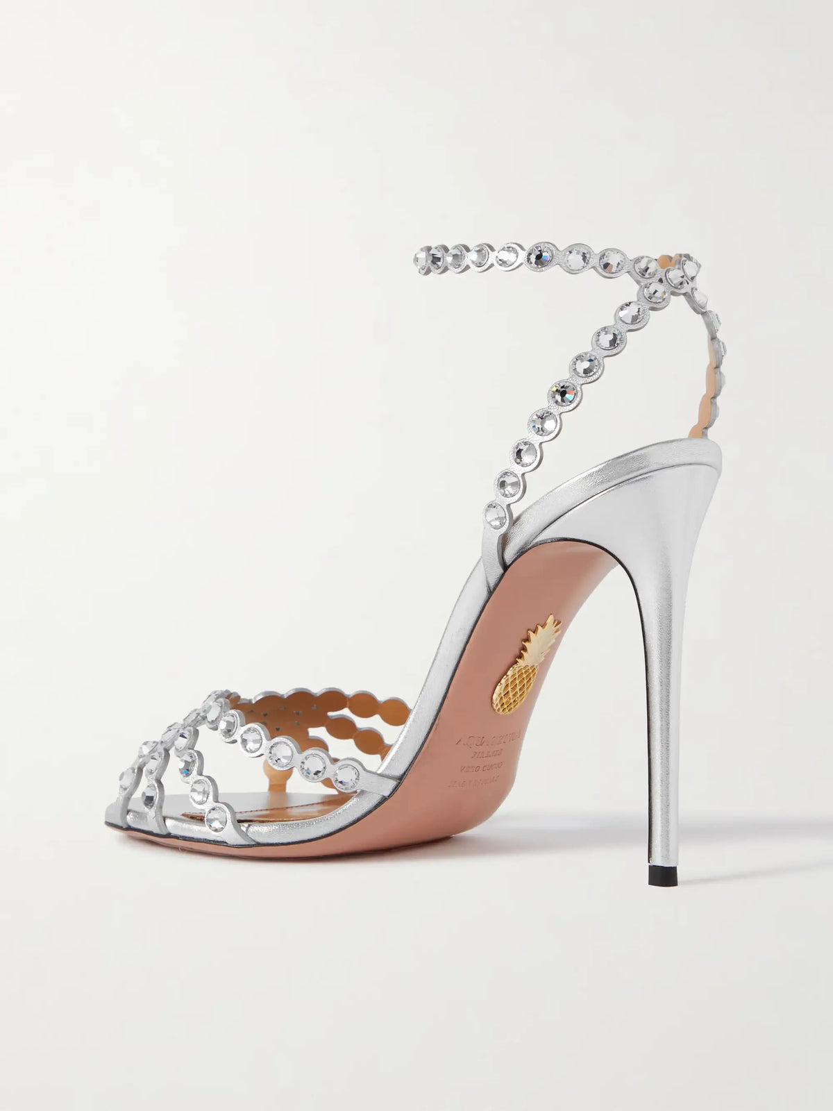 Tequila 105 Crystal-embellished Metallic Leather Sandals