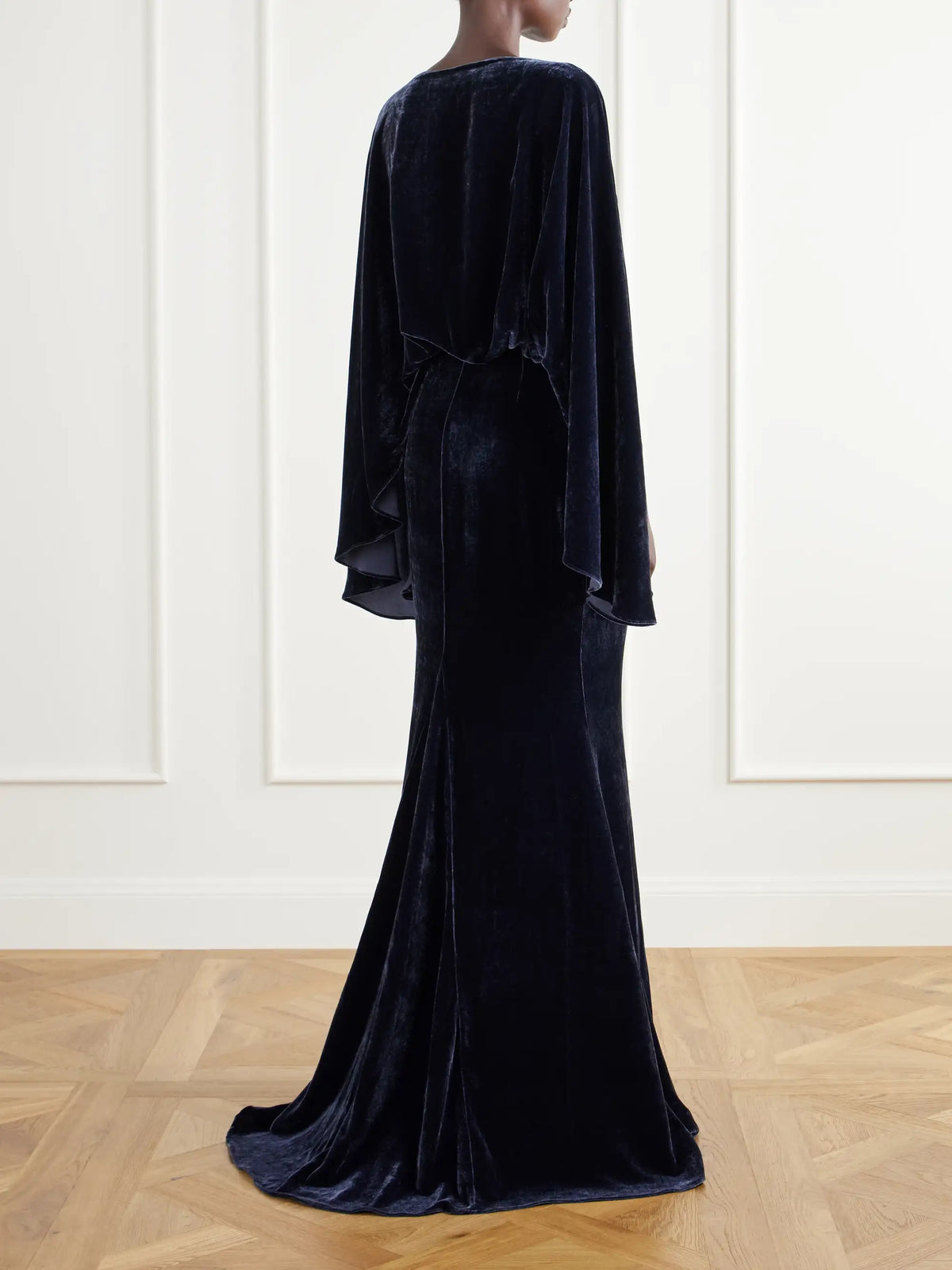 Taller Marmo Musidora Cape-effect Draped Velvet Gown