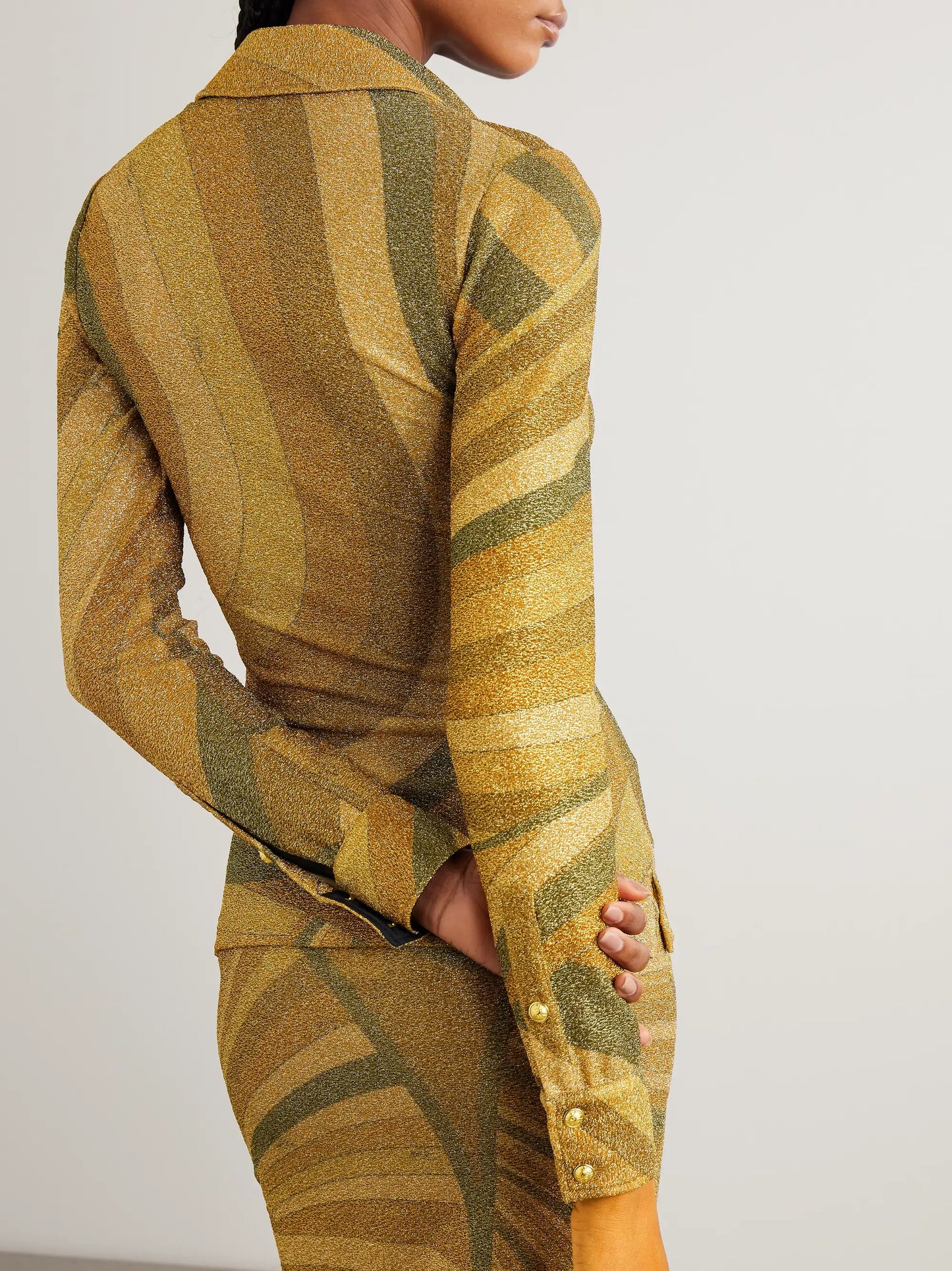 Printed Metallic Jersey Polo Shirt
