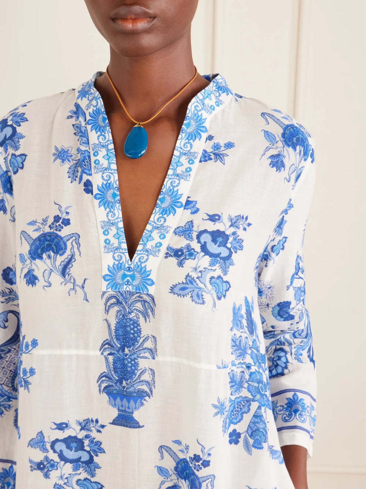 Emporio Sirenuse Giada Floral-print Cotton-voile Kaftan