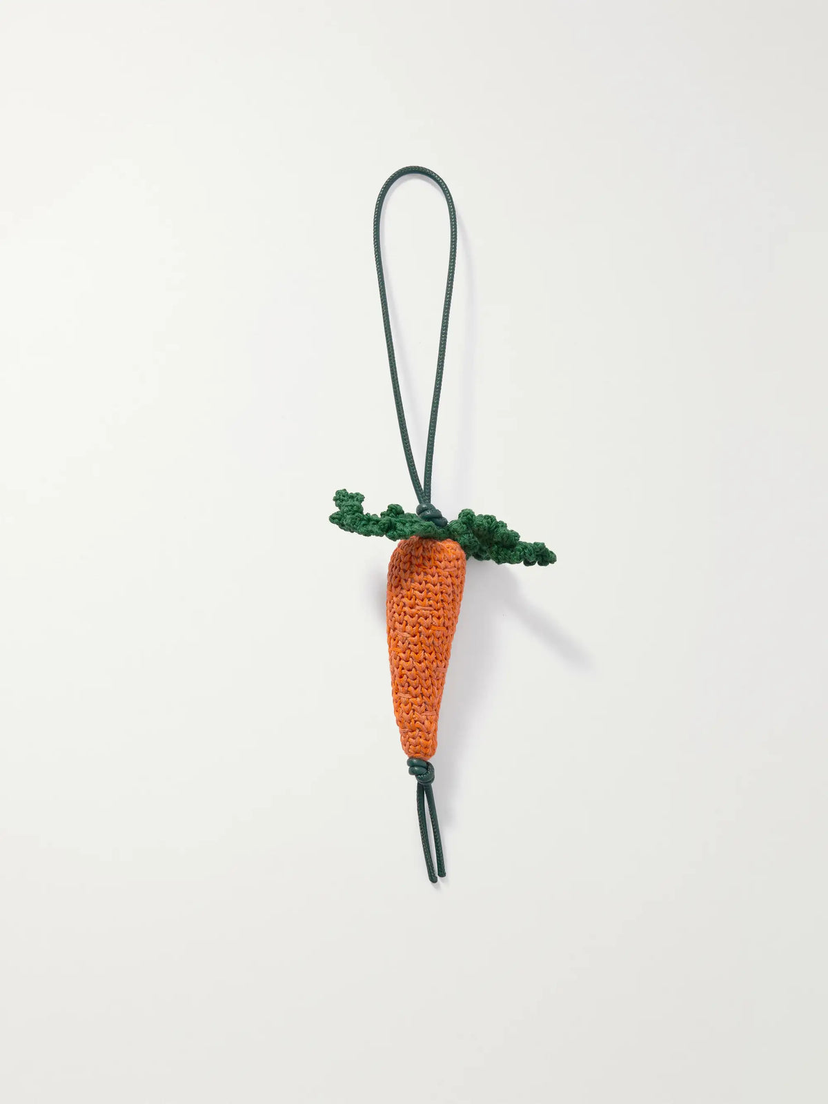 Carrot Crocheted Cotton And Leather Bag Charm