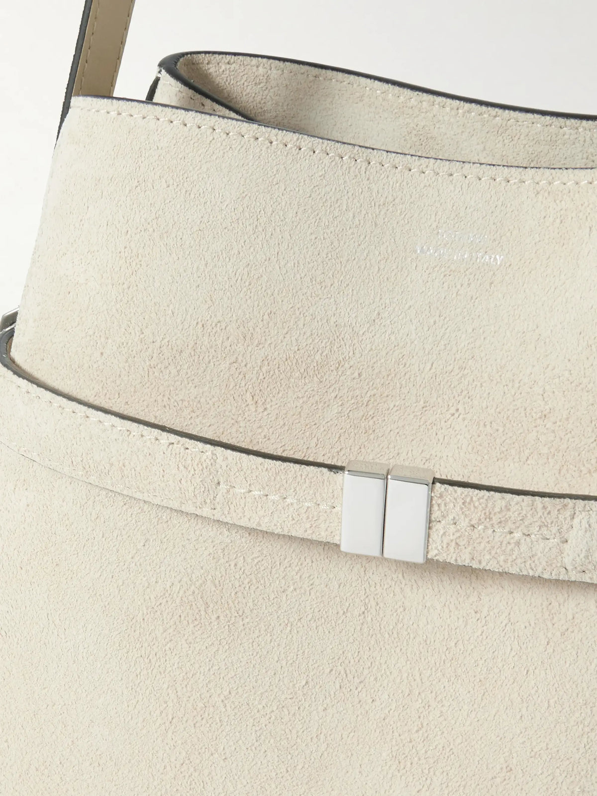Belted Leather-trimmed Suede Tote