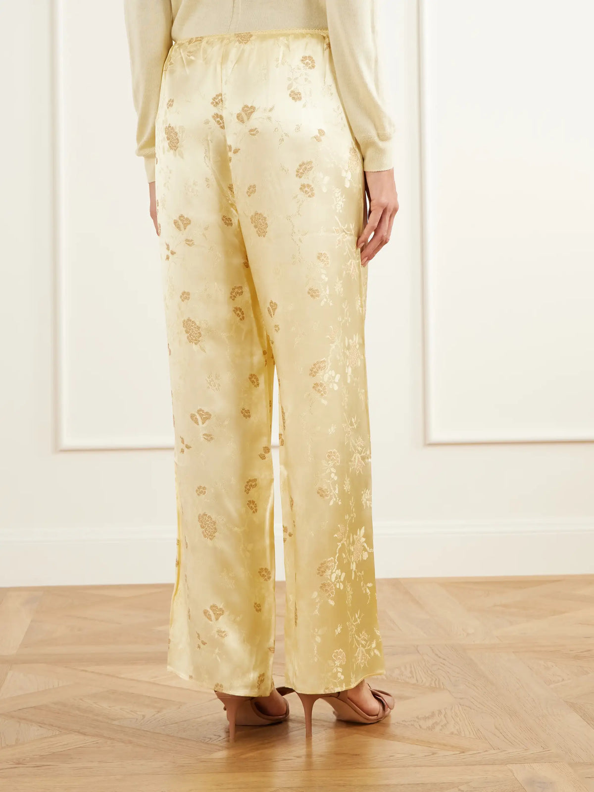 DÔEN Lavona Silk-jacquard Wide-leg Pants
