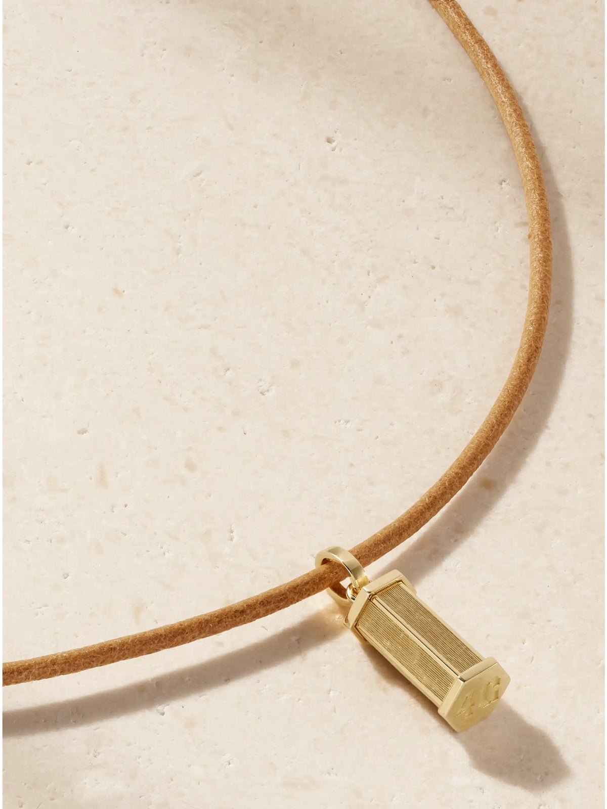 Marie Lichtenberg Micro Weight 18-karat Gold And Leather Necklace