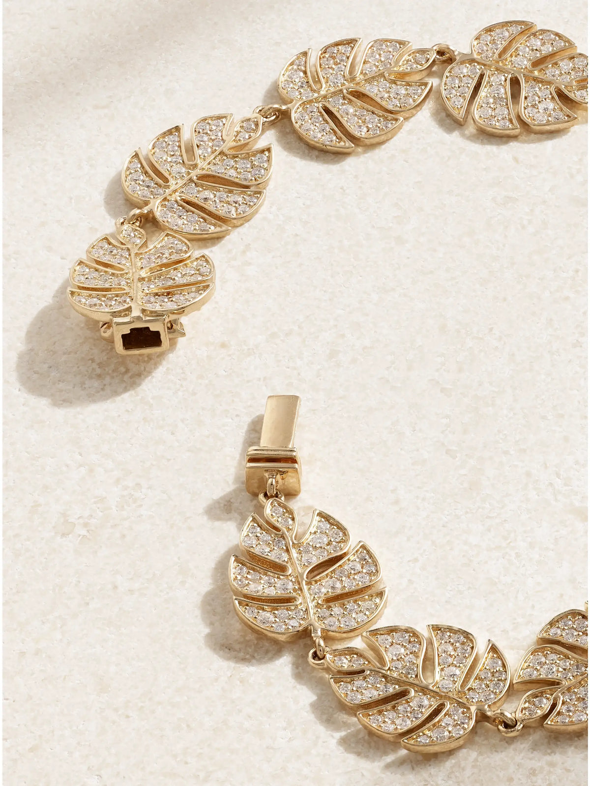 Monstera Leaf Eternity 14-karat Gold Diamond Bracelet