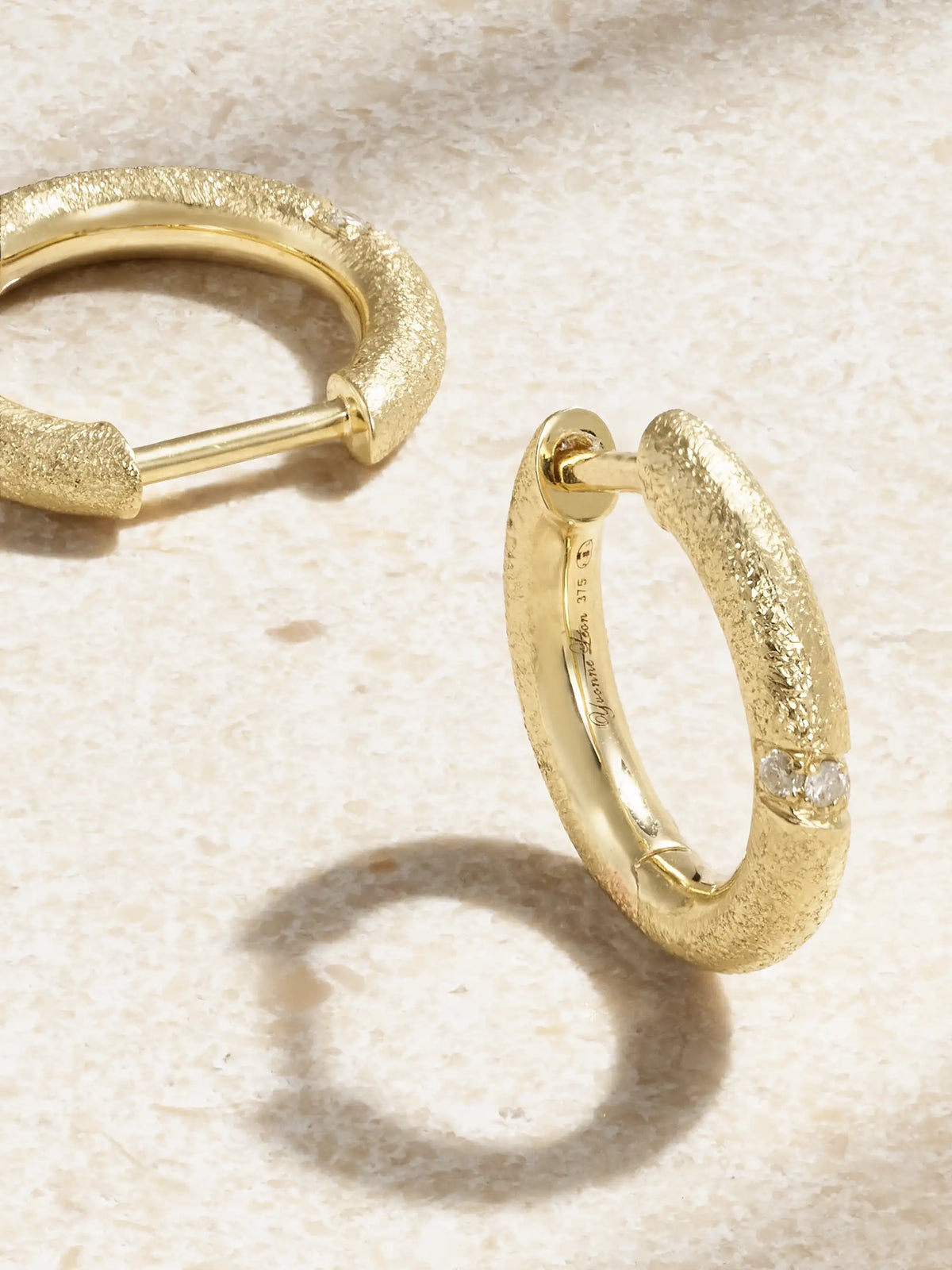 9-karat Gold Diamond Hoop Earrings