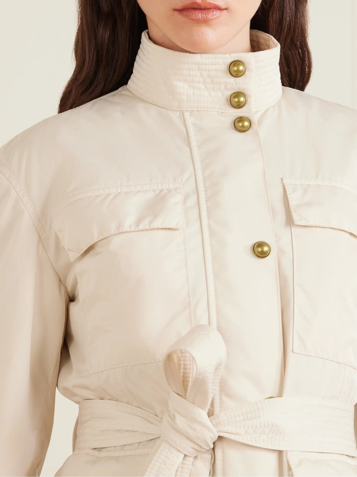 Maitake Appliquéd Belted Gabardine Jacket