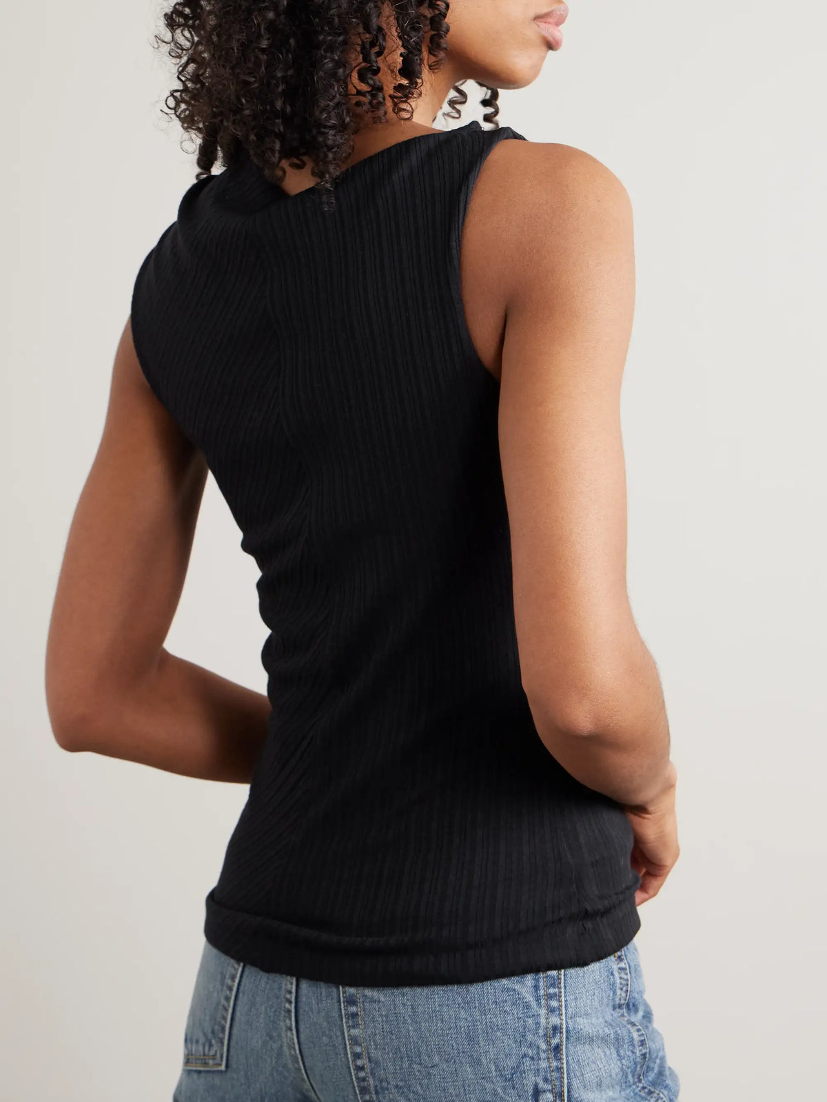 RÙADH Toga Draped Ribbed Organic Cotton And Modal-blend Top