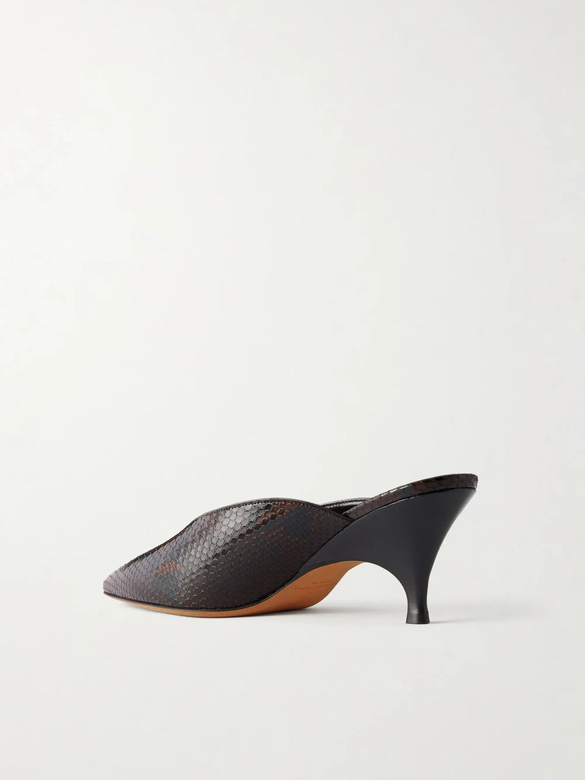 Petra 70 Snake-effect Leather Mules