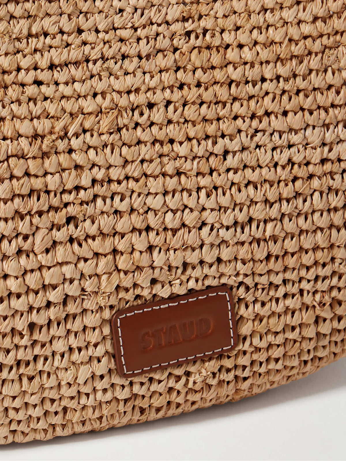 Moon Large Leather-trimmed Raffia Tote