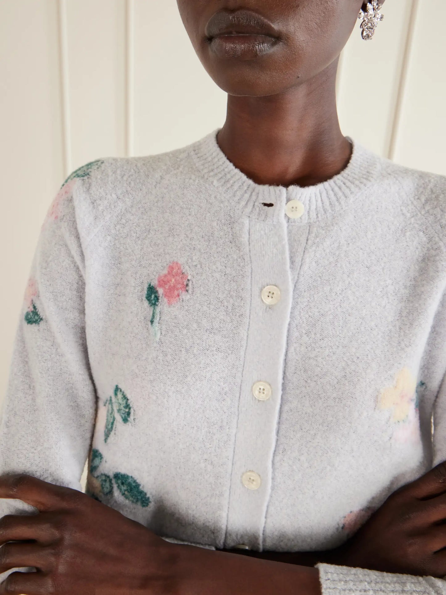 Clemence Wool-blend Floral-patterned Cardigan