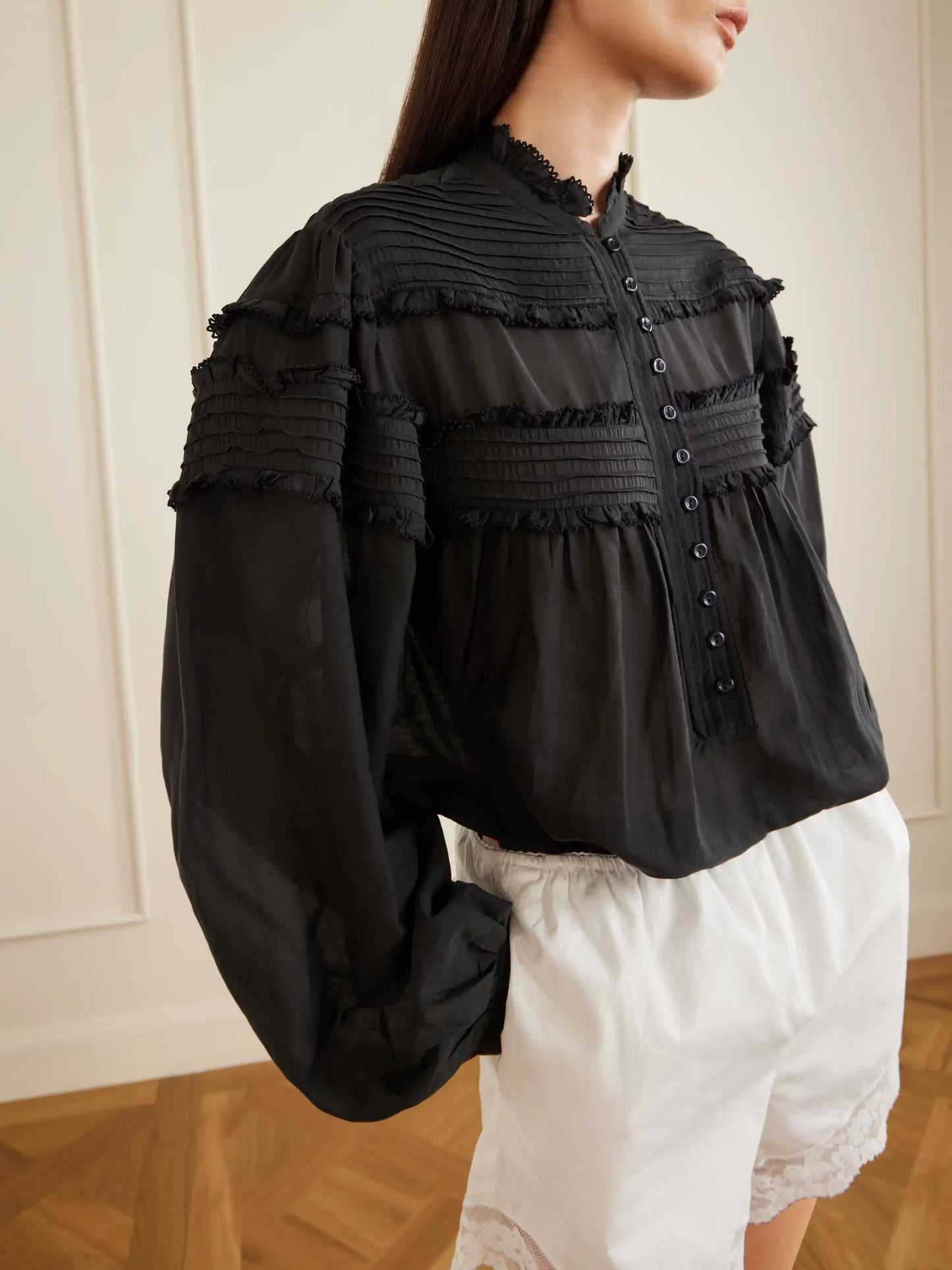Doane Ruffled Cotton-blend Voile Blouse