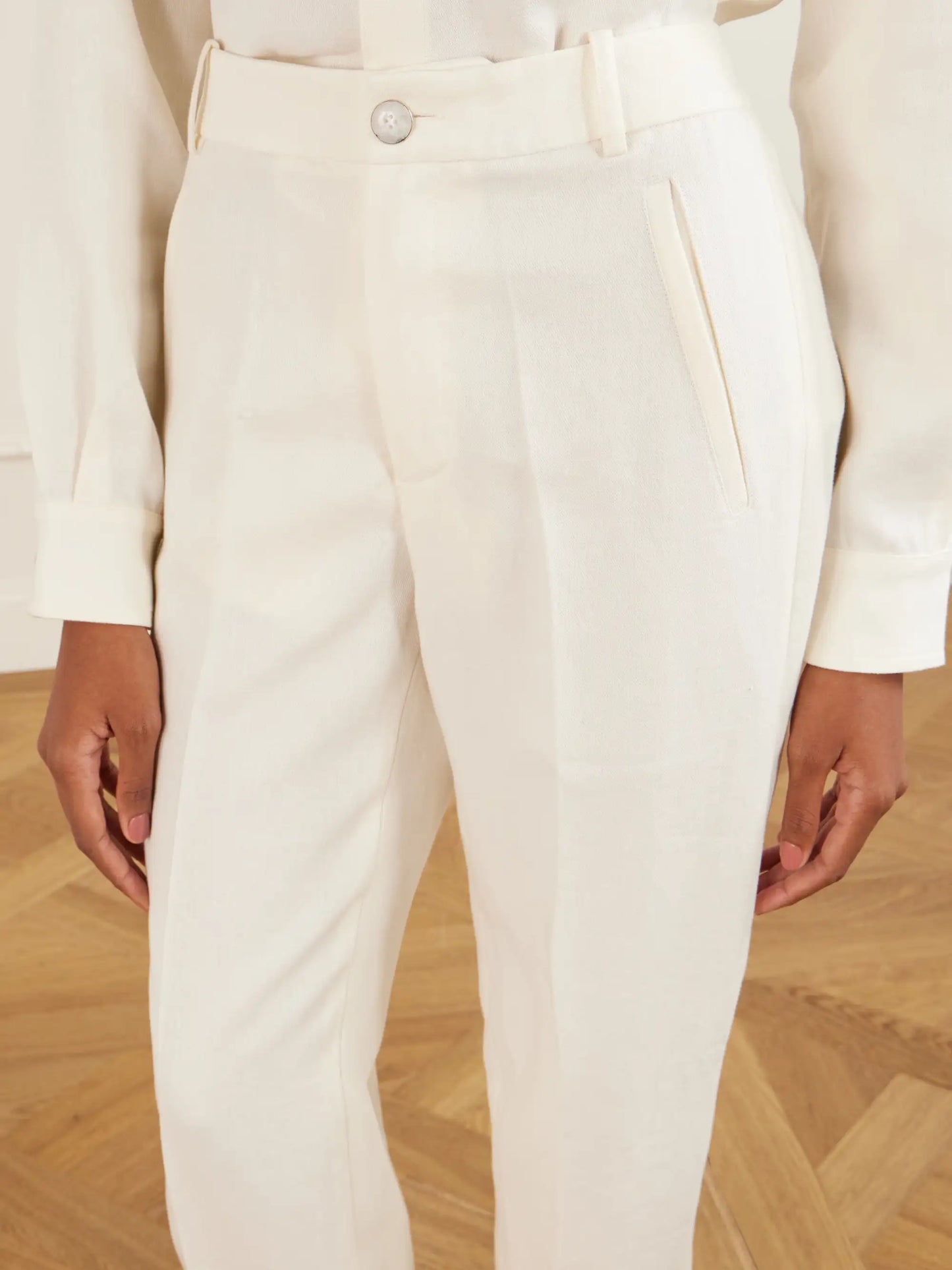 Solid Linen Straight-leg Pants