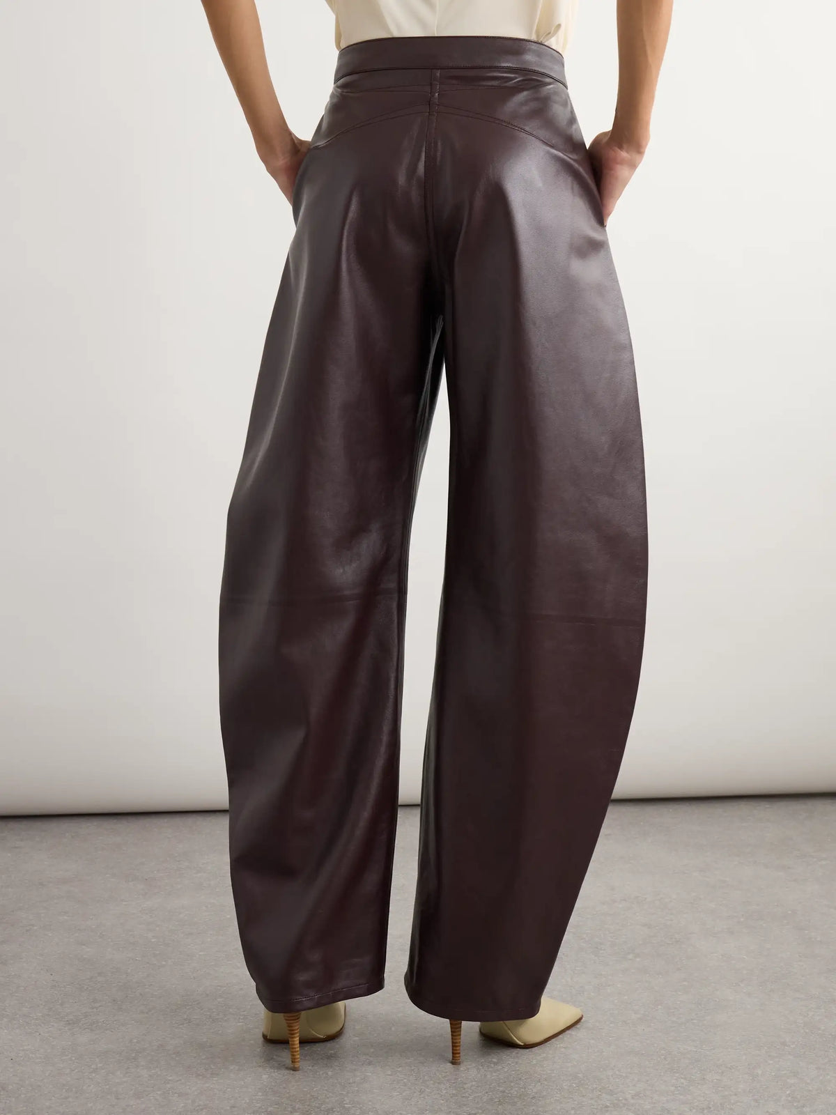 Leather Barrel-leg Pants