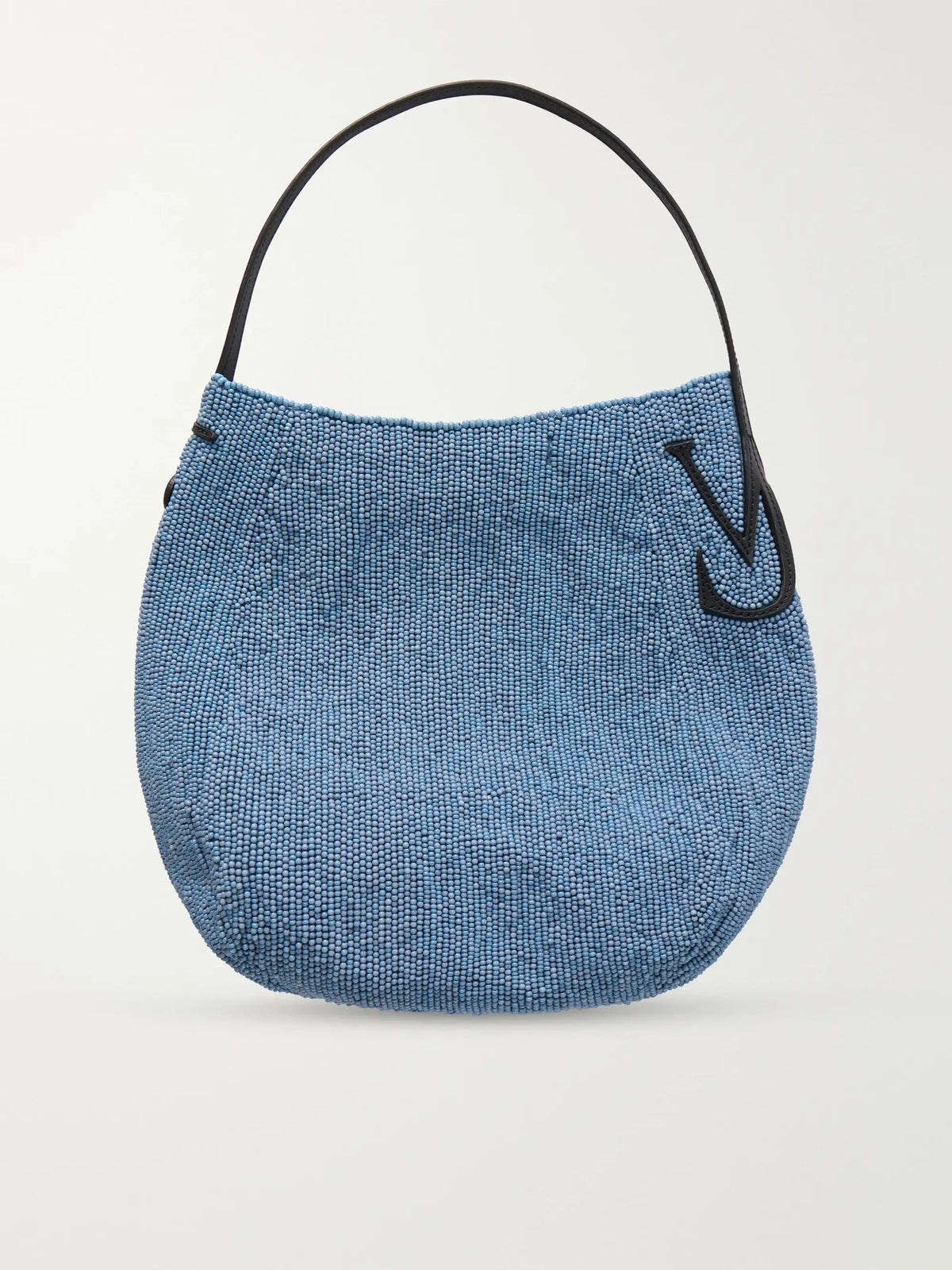 Bead-embellished Leather-trimmed Canvas Tote