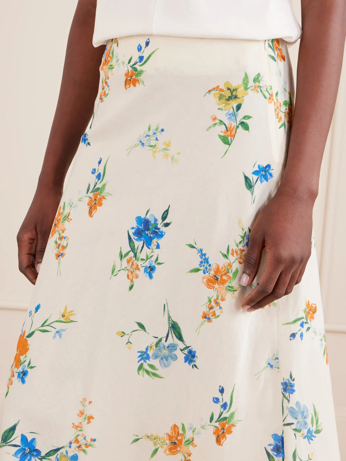 Mila Floral-print Organic Cotton Midi Skirt