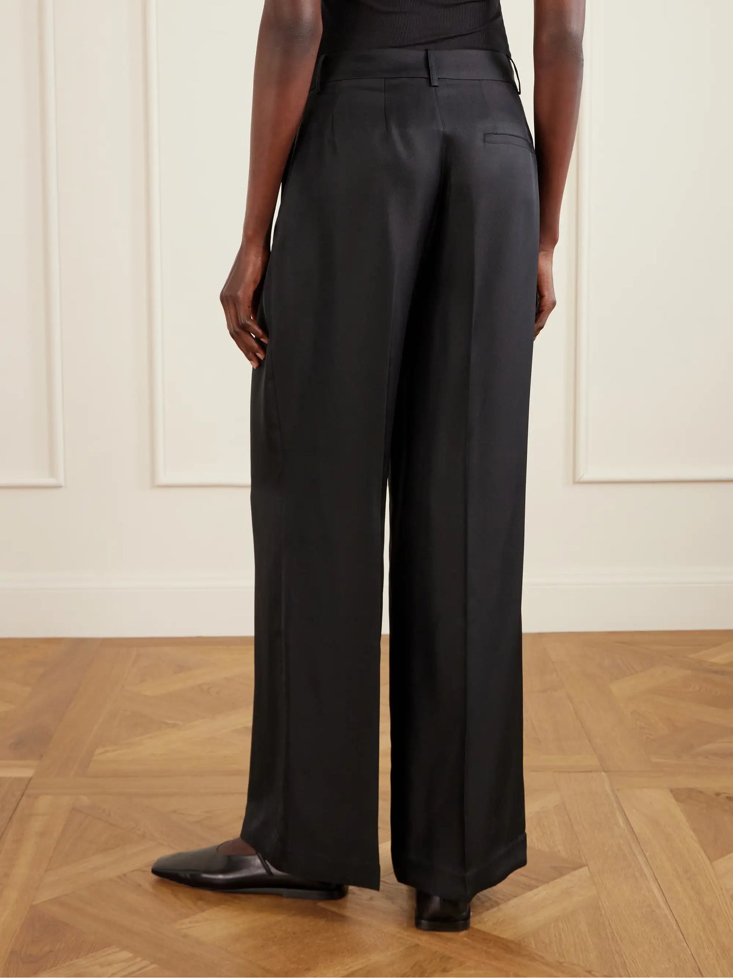 Pleated Silk-twill Wide-leg Pants