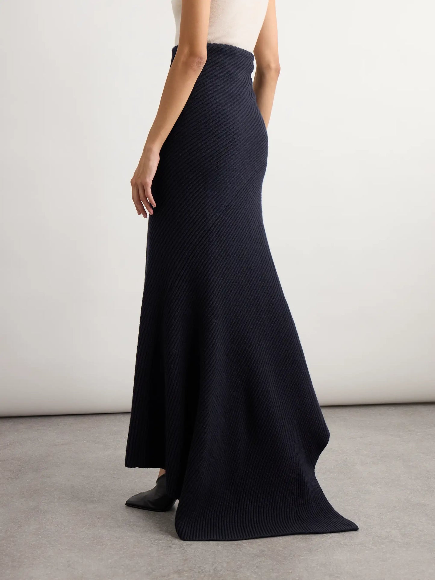 Asymmetric Ribbed Wool And Cashmere-blend Skirt