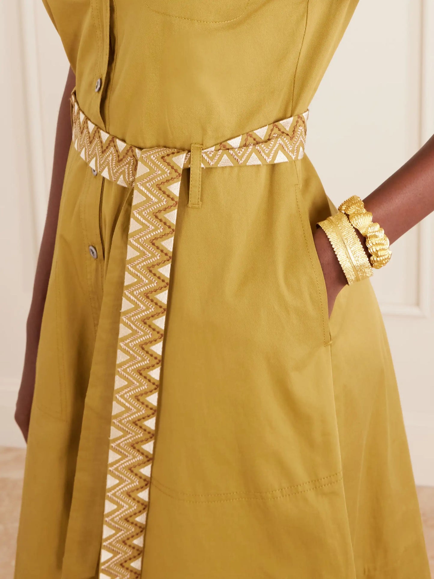Giselle Belted Cotton Midi Dress