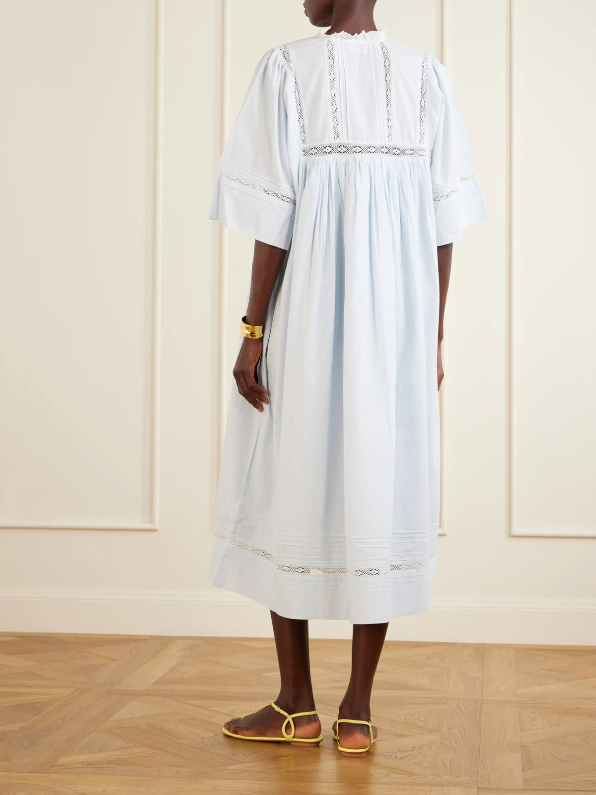 Magnolia Lace-trimmed Organic Cotton Midi Dress