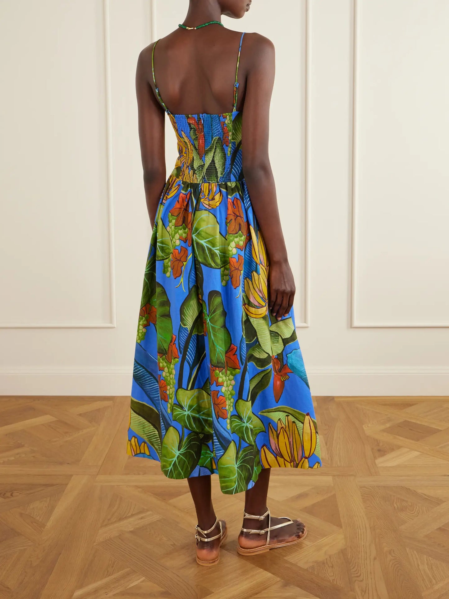 Banana Grapes Printed Linen-blend Midi Dress