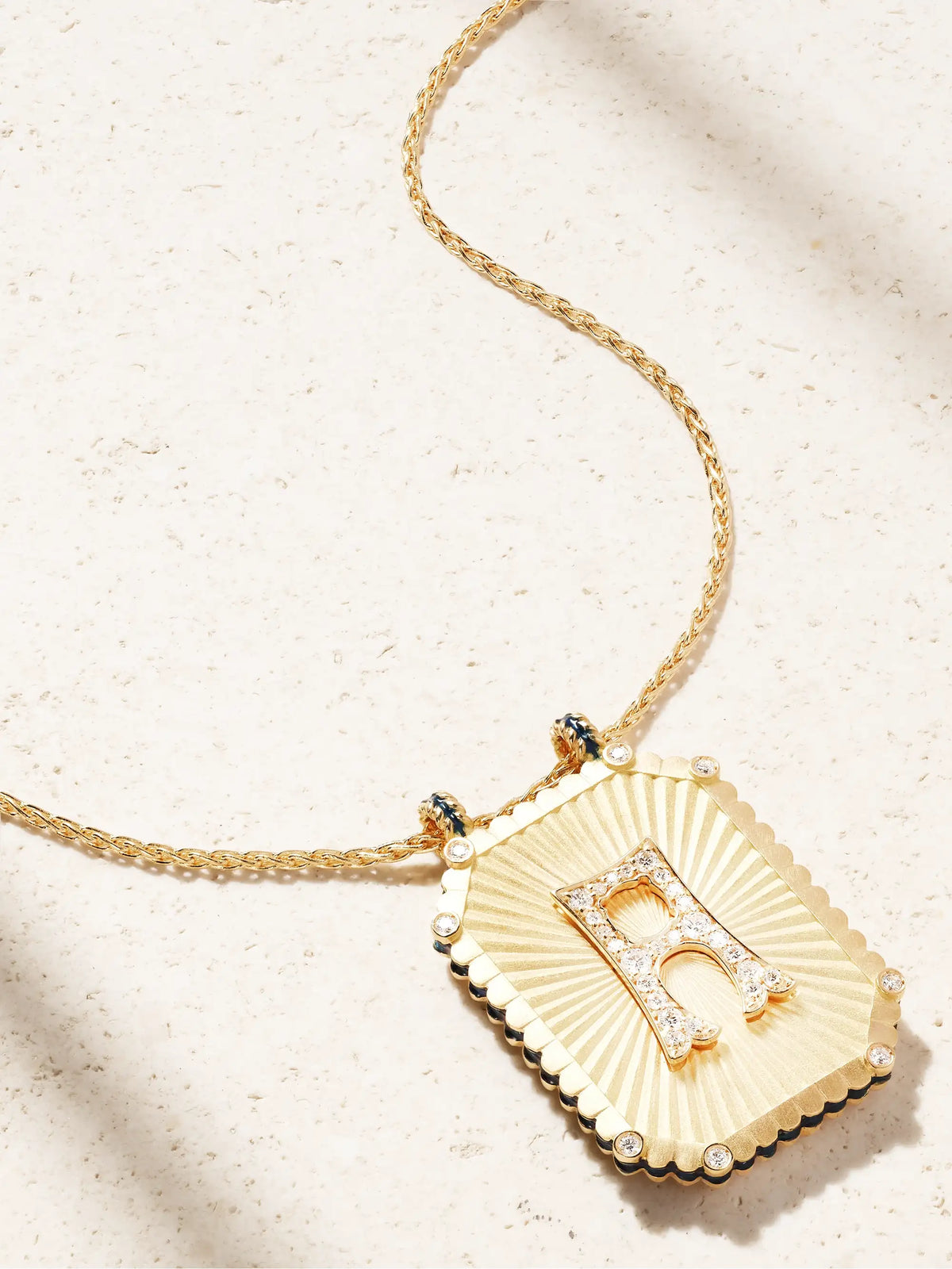 Letter Scapular 18-karat Gold, Enamel And Diamond Necklace