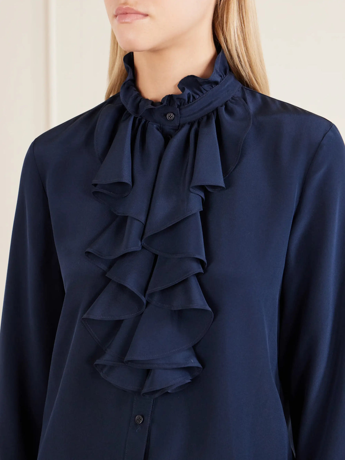 Nili Lotan Lily Ruffled Silk-satin Blouse