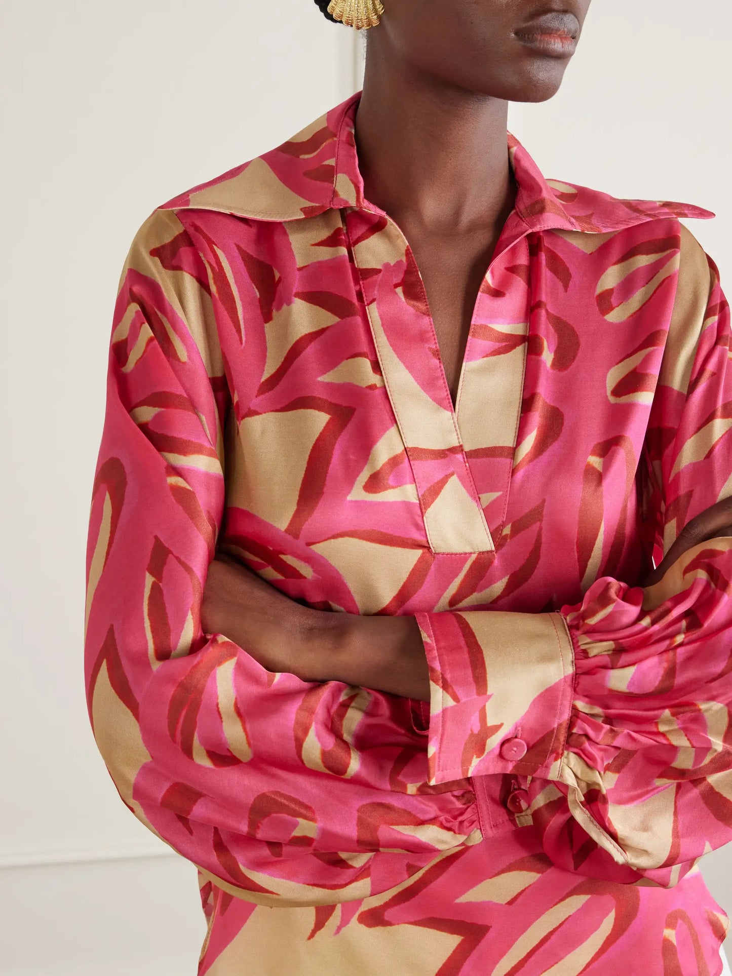 Ismene Printed Silk-blend Satin Blouse