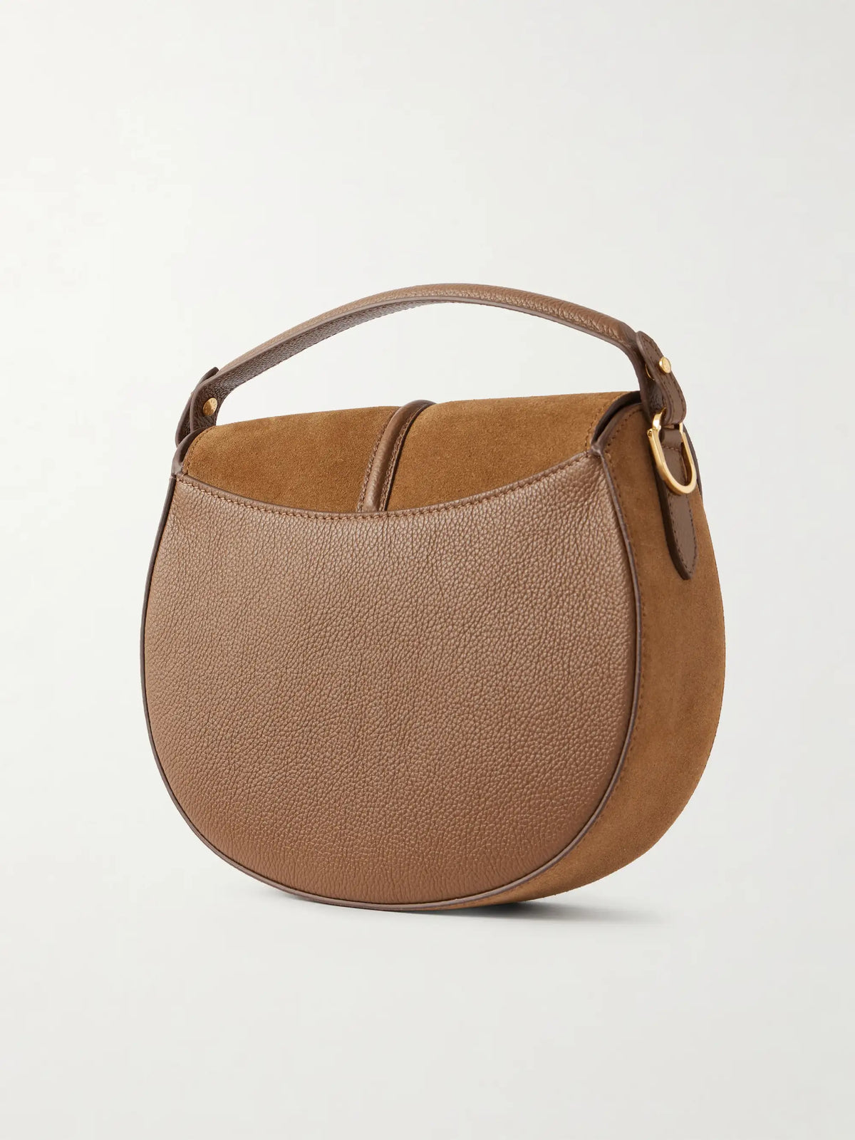 The Sienna Saddle Leather-trimmed Suede Shoulder Bag