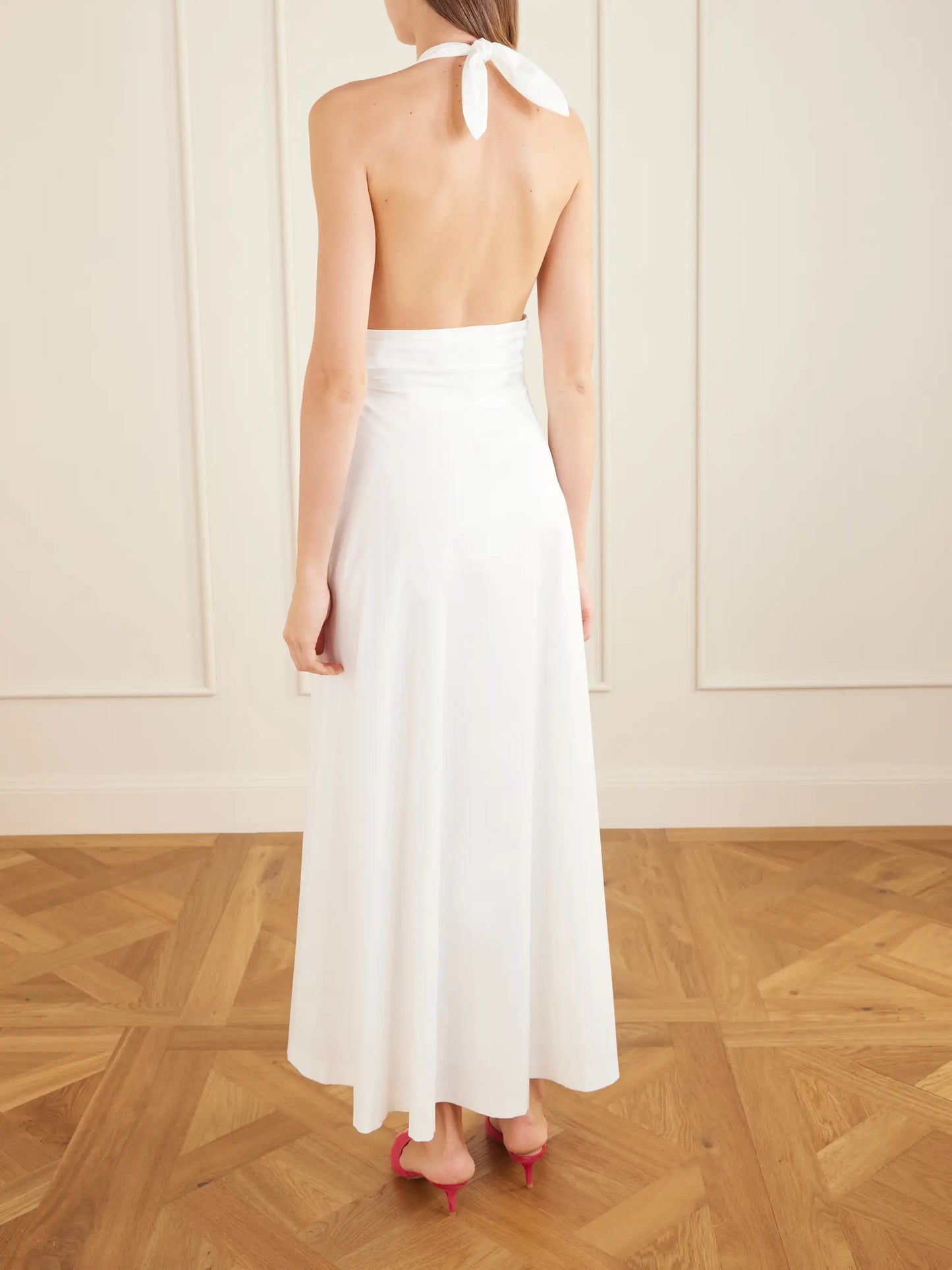 Marilyn Organic Cotton-blend Poplin Halterneck Maxi Dress