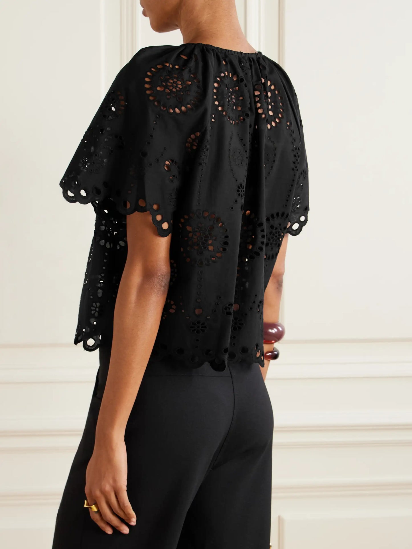 Scalloped Broderie Anglaise Cotton-poplin Shirt
