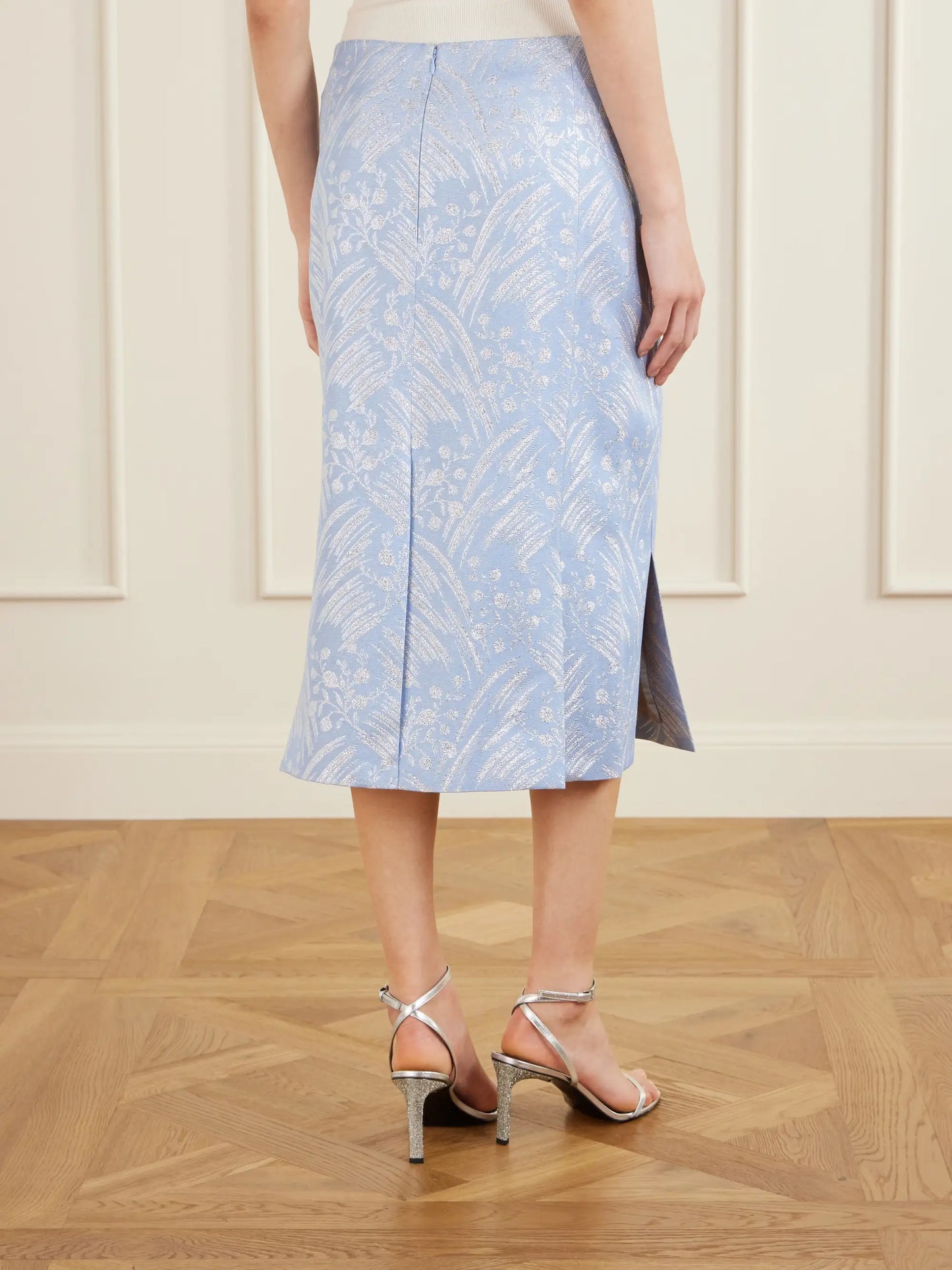 Metallic Jacquard-knit Midi Skirt