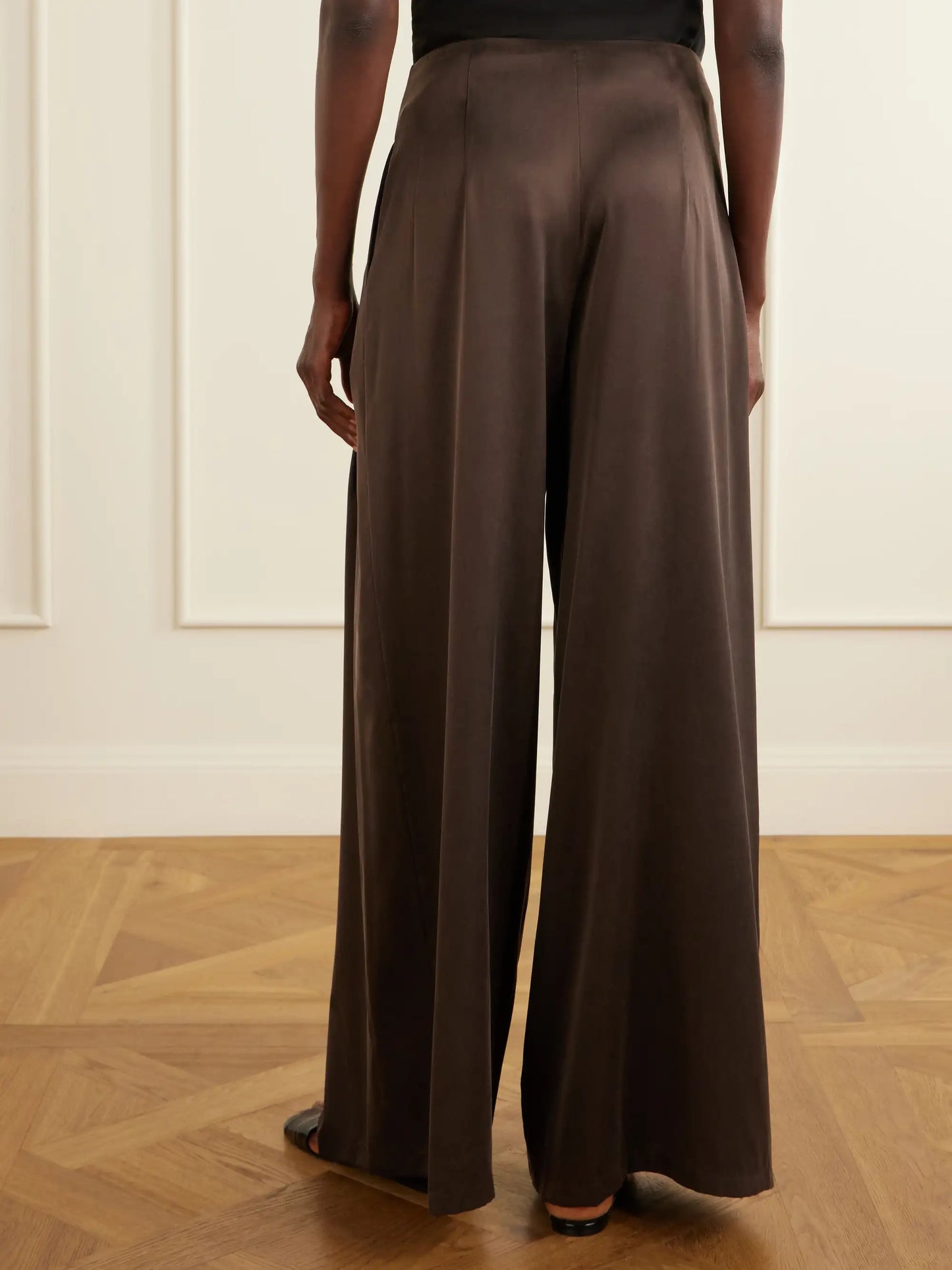 Drew Silk-blend Charmeuse Wide-leg Pants