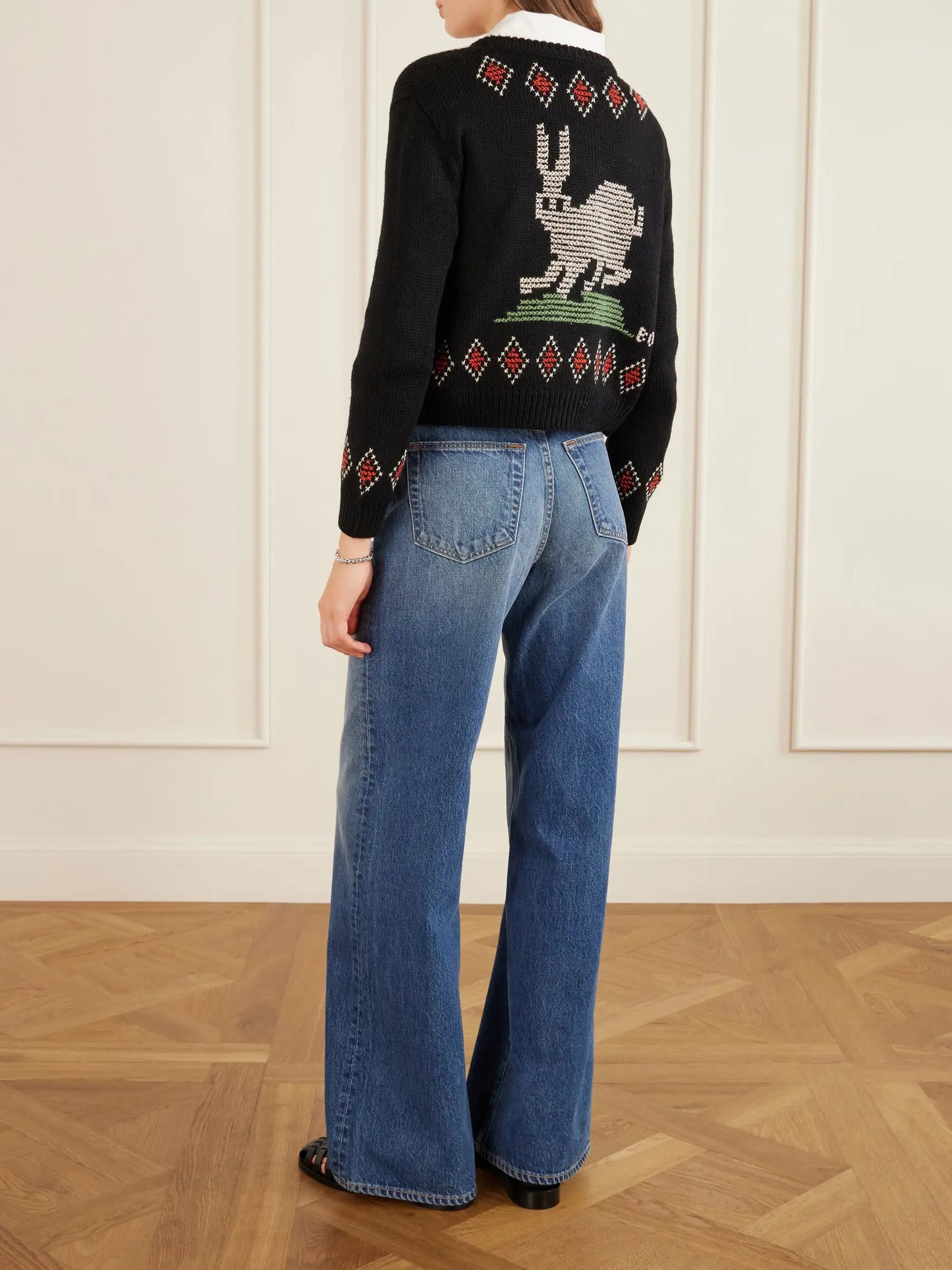 Bunny Jacquard-knit Wool Cardigan