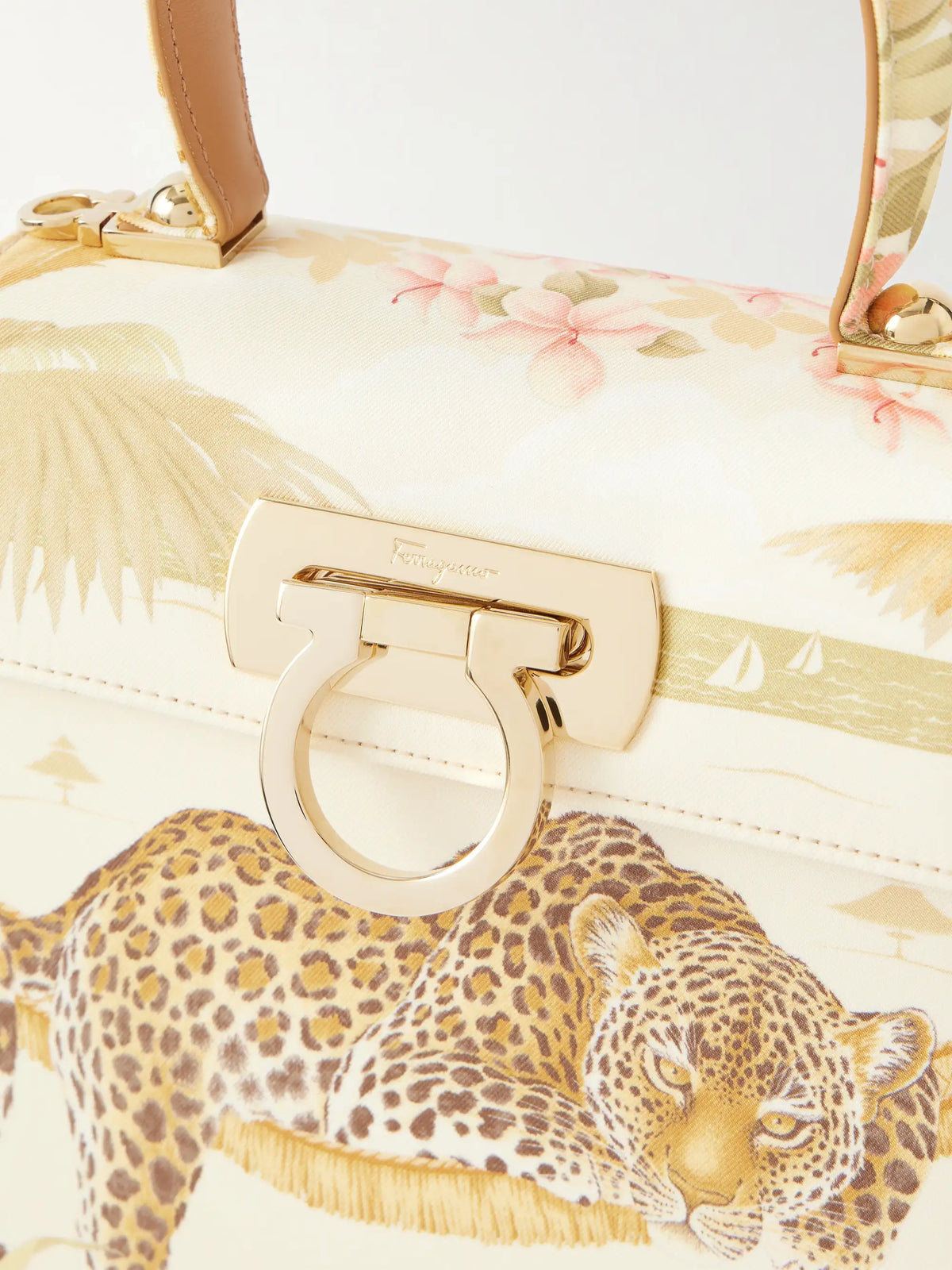 Leather-trimmed Printed Canvas Shoulder Bag