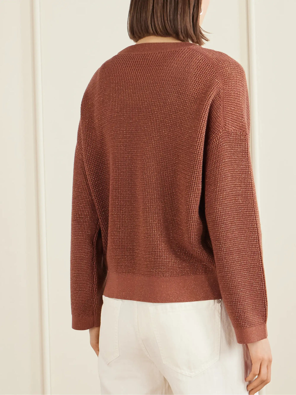 Brunello Cucinelli Metallic Open-knit Cotton-blend Sweater