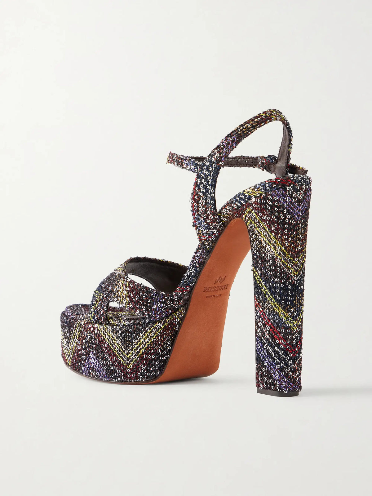Angela Sequin-embellished Striped Woven Platform Sandals