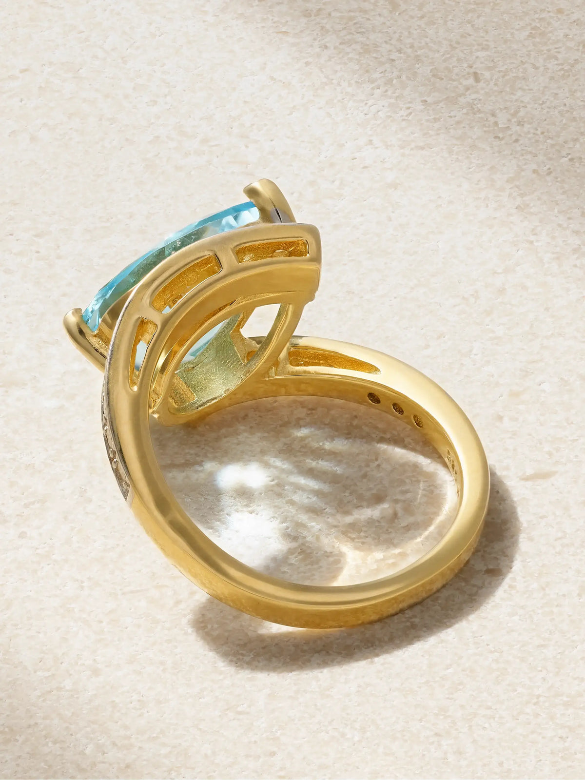 Slanted 14-karat Gold, Topaz And Diamond Ring