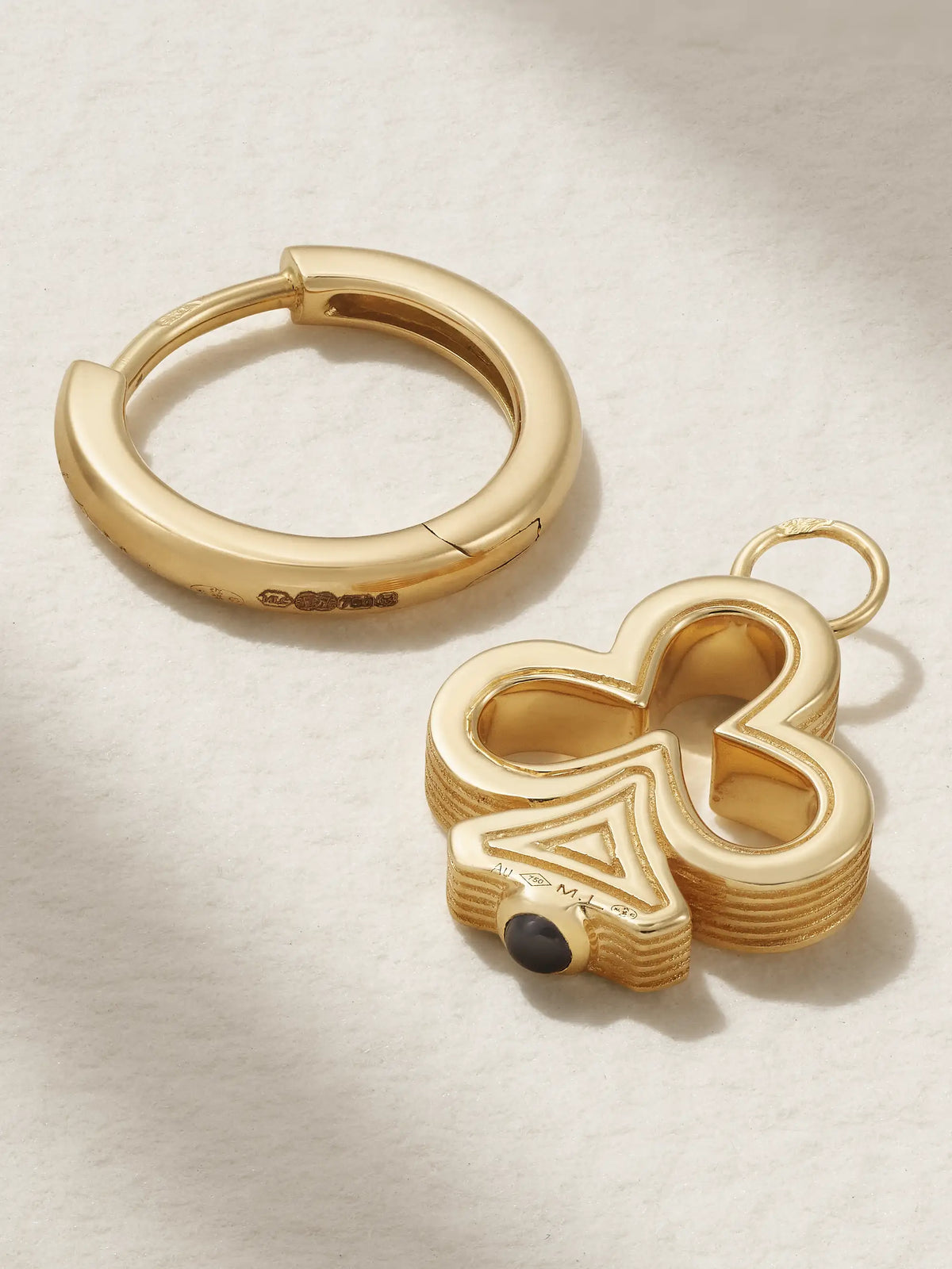 Clover Baby Convertible 18-karat Gold Sapphire Single Hoop Earring