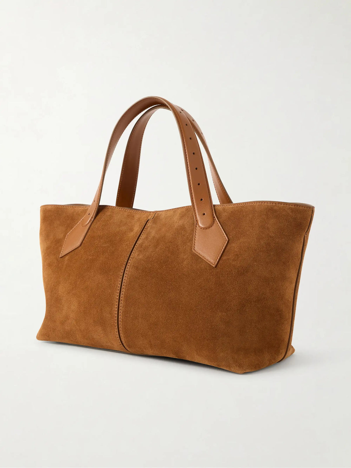 East West Chelsea Leather-trimmed Suede Tote