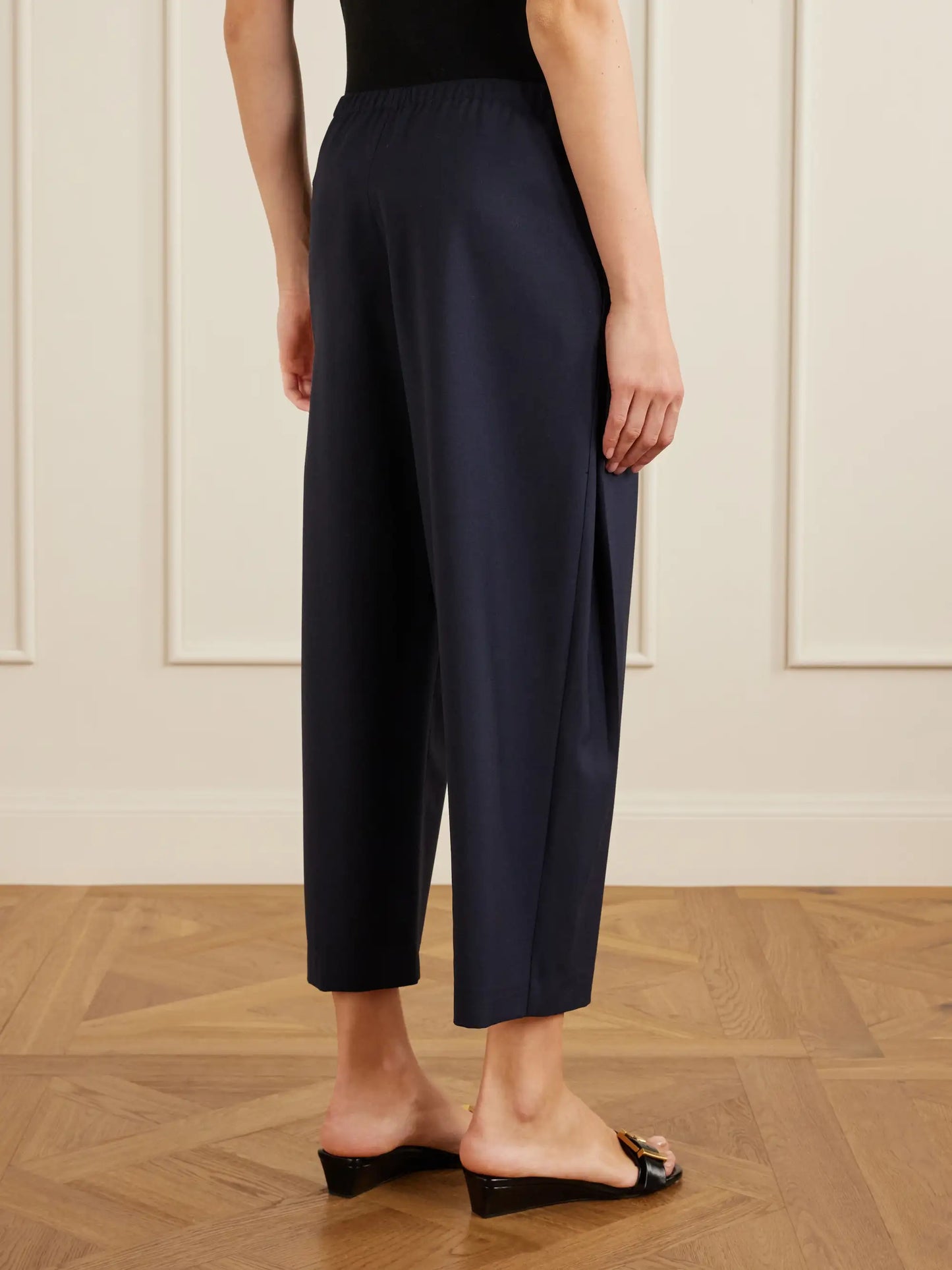 Roma Wool High-waist Wide-leg Pants