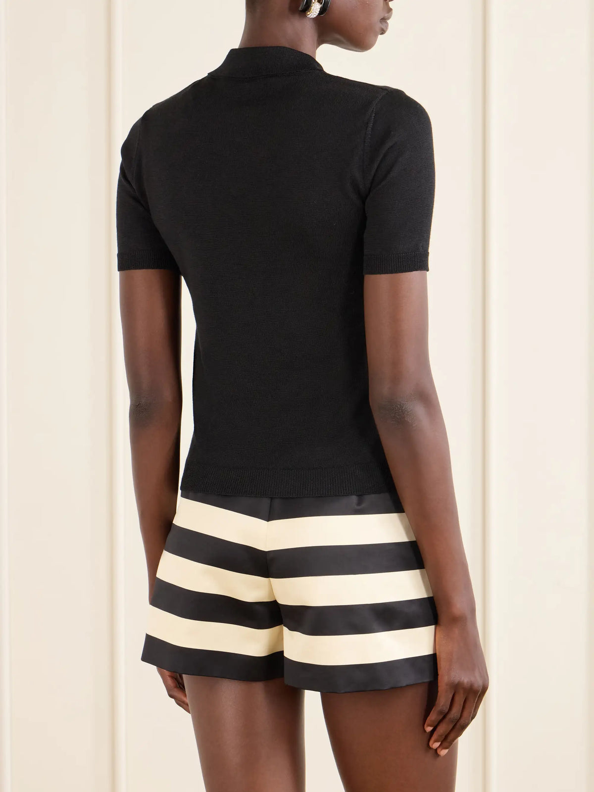 Silk-trimmed Wool-blend Knit Polo Shirt
