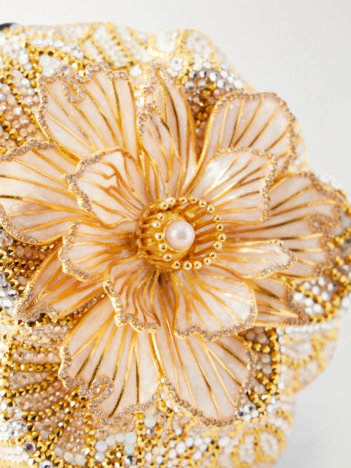 Magnolia Crystal-embellished Gold-tone Clutch