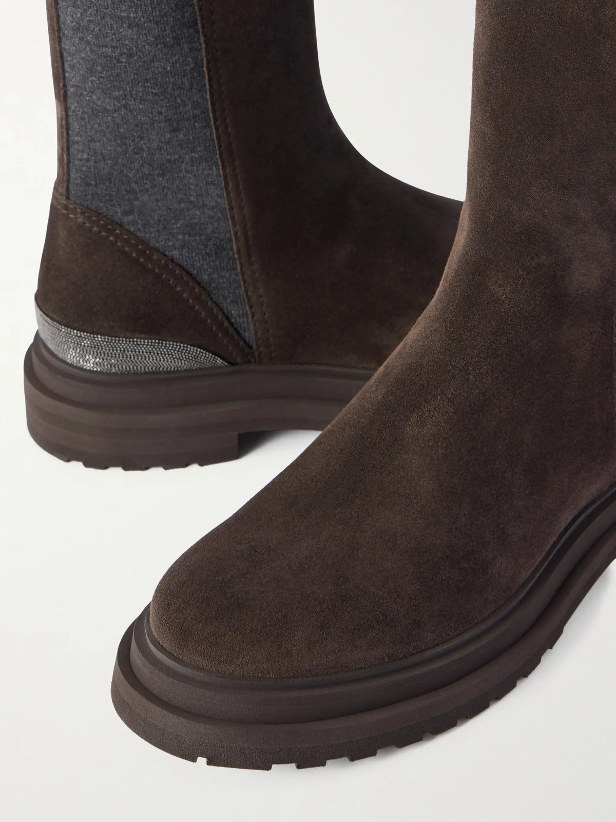 Bead-embellished Suede Chelsea Boots