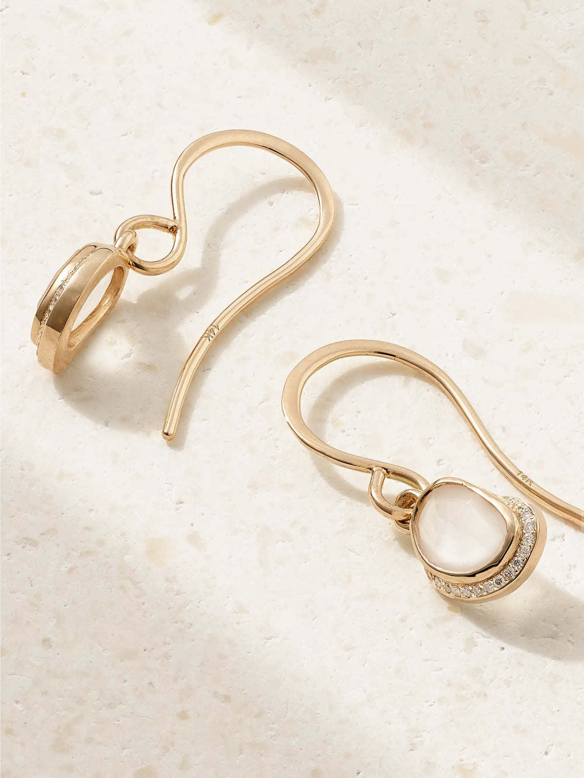 Crescent Moon 14-karat Recycled Gold, Diamond And Moonstone Earrings