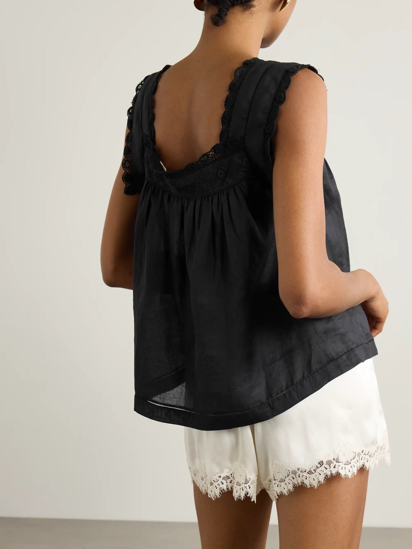Aphra Crochet-trimmed Ramie Top